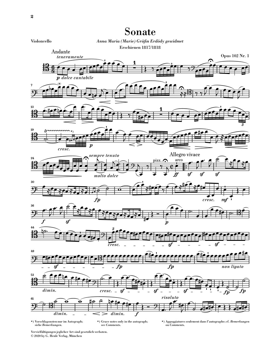 Anderes Coverbild Sonate C-dur op. 102,1 für Klavier und Violoncello