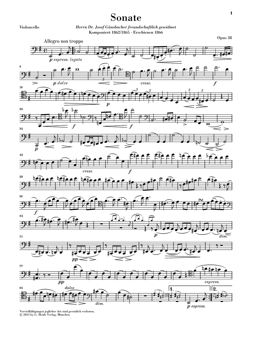 Anderes Coverbild Sonate für Klavier und Violoncello e-moll op. 38