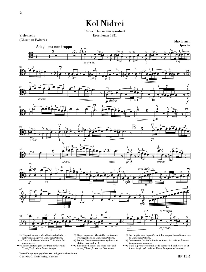 Anderes Coverbild Kol Nidrei op. 47 für Violoncello und Orchester