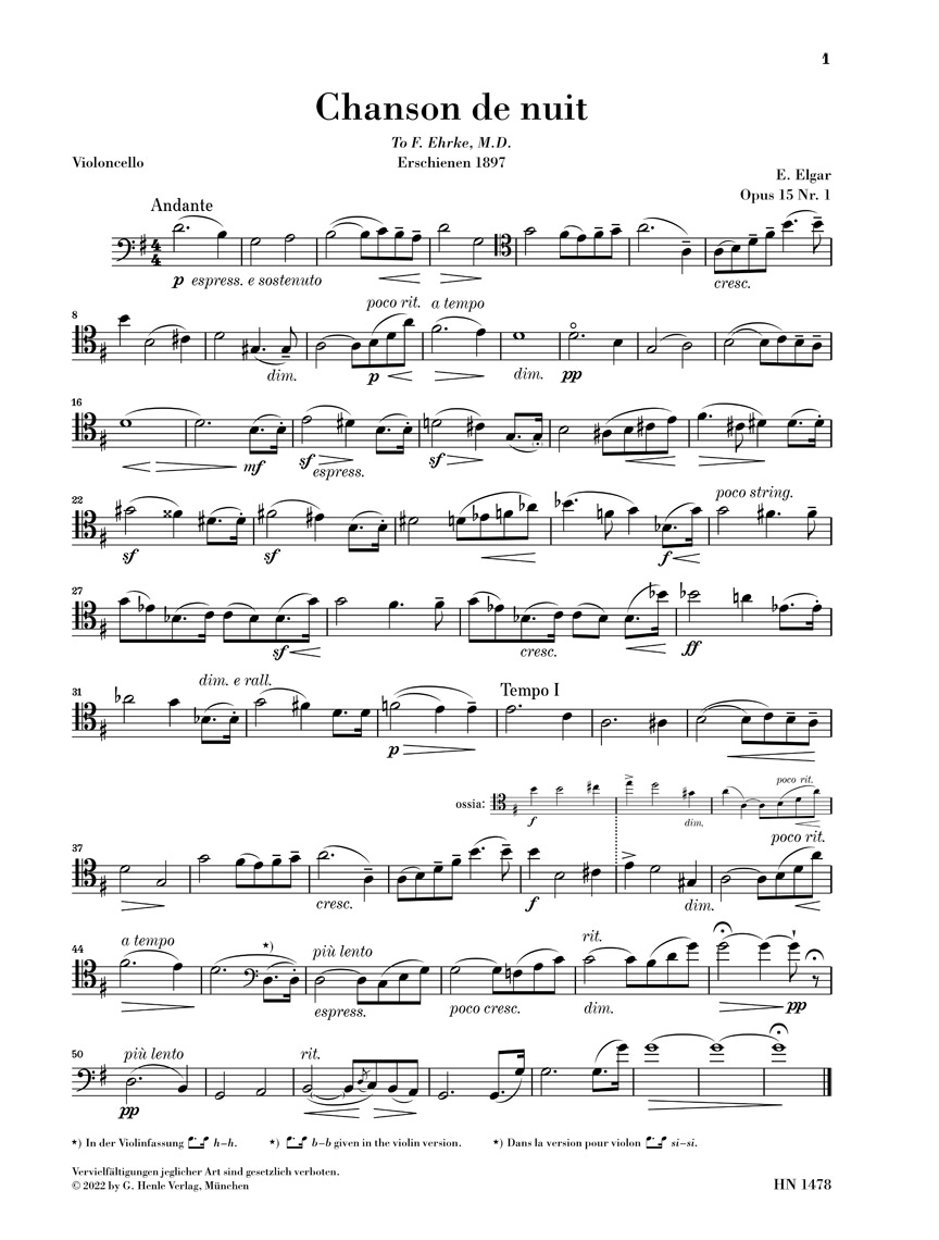 Anderes Coverbild Chanson de nuit, Chanson de matin für Violoncello und Klavier op. 15
