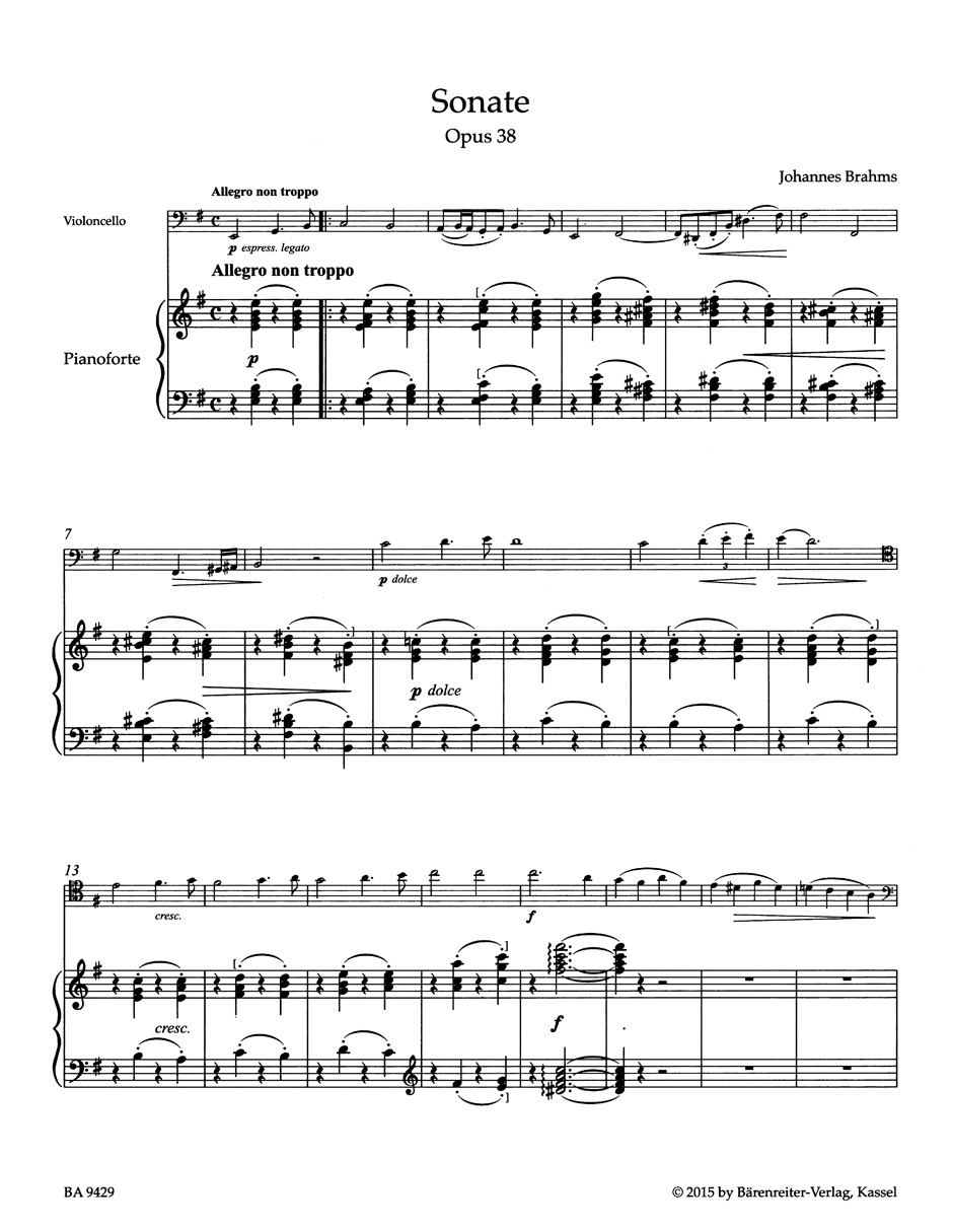 Anderes Coverbild Sonate für Violoncello und Klavier e-Moll op. 38