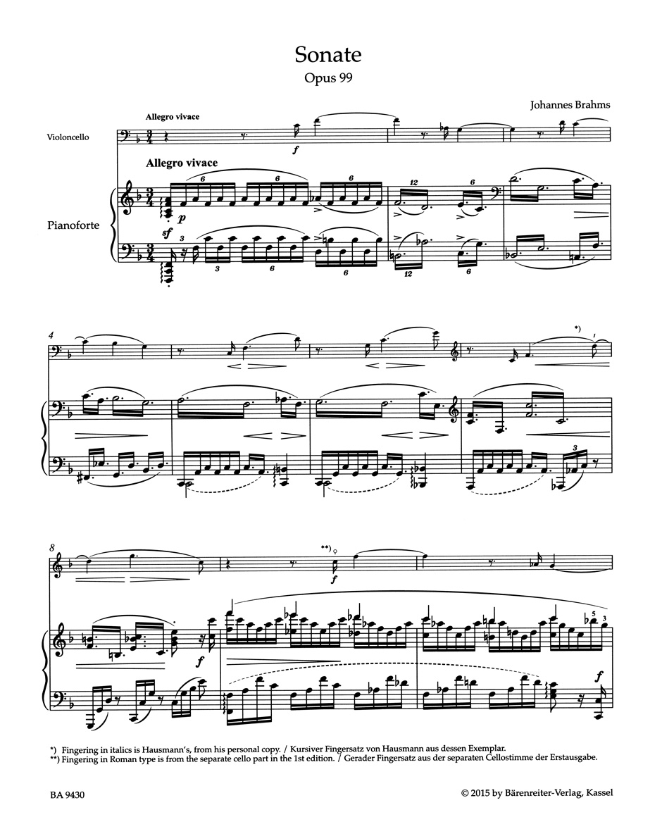 Anderes Coverbild Sonate für Violoncello und Klavier F-Dur op. 99