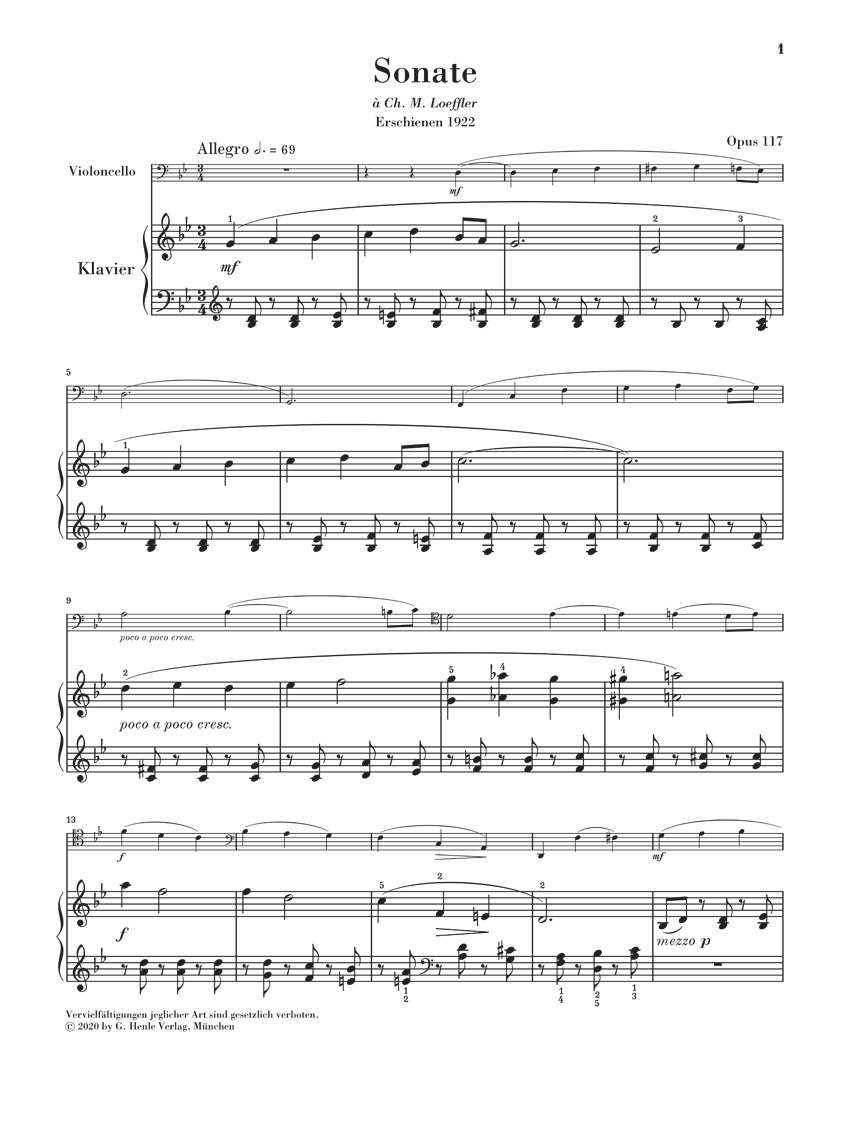 Anderes Coverbild Sonate Nr. 2 g-moll op. 117 für Violoncello und Klavier