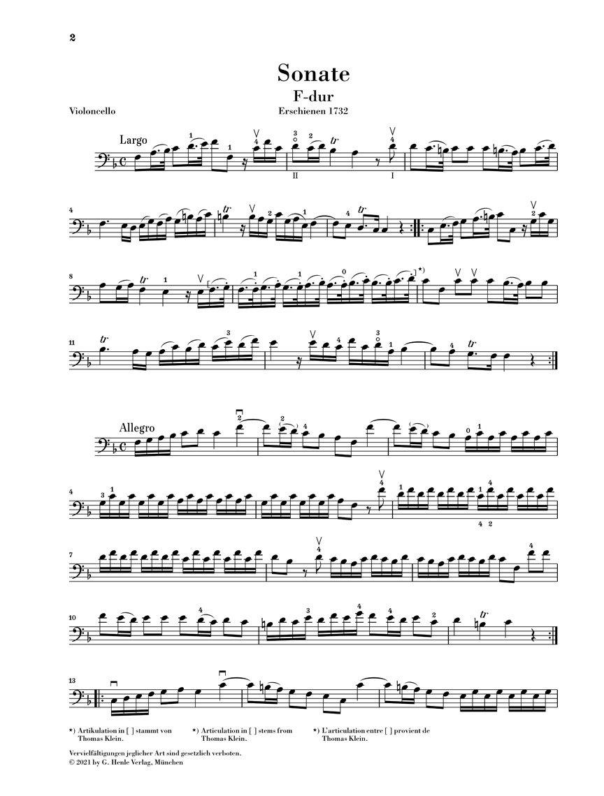 Anderes Coverbild Sonate Nr. 1 F-dur für Violoncello und Basso continuo