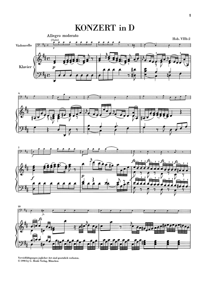 Anderes Coverbild Konzert für Violoncello und Orchester D-Dur Hob. VIIb:2