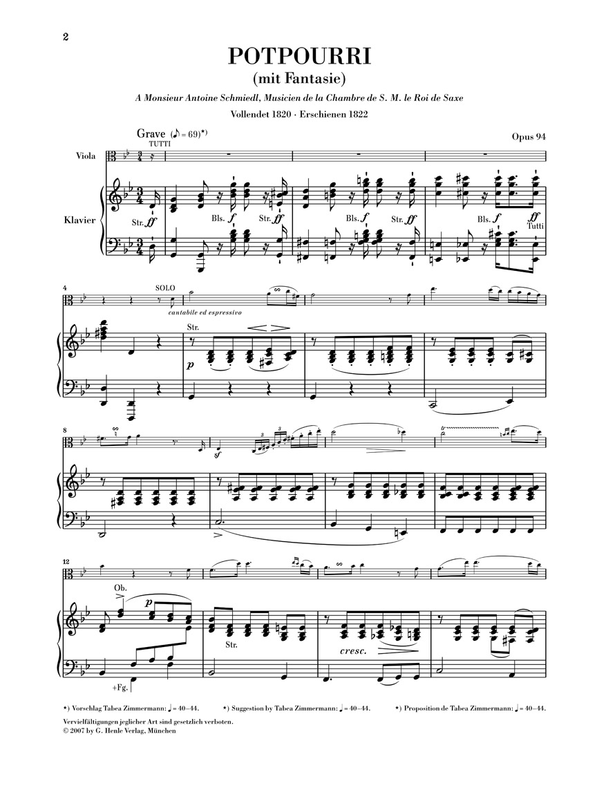 Anderes Coverbild Potpourri op. 94 (Fantasie) für Viola und Orchester