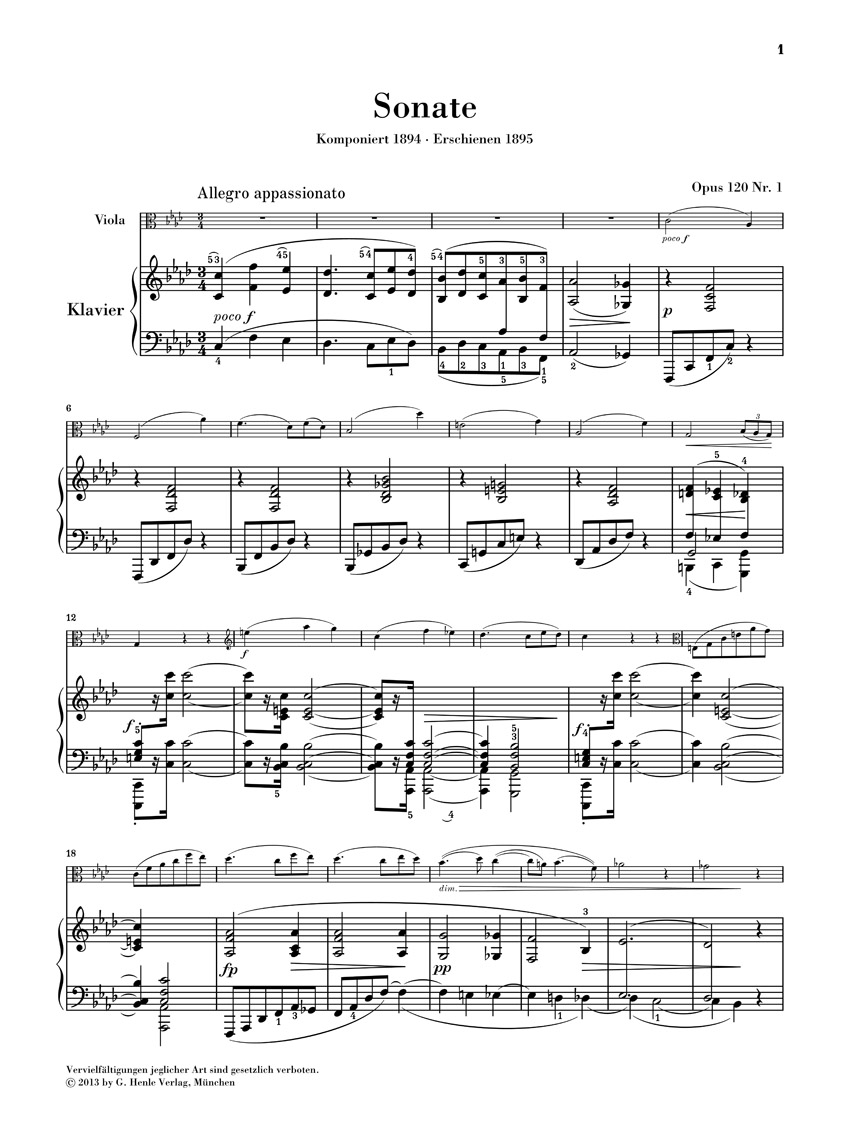 Anderes Coverbild Sonaten op. 120 für Klarinette (oder Viola) und Klavier