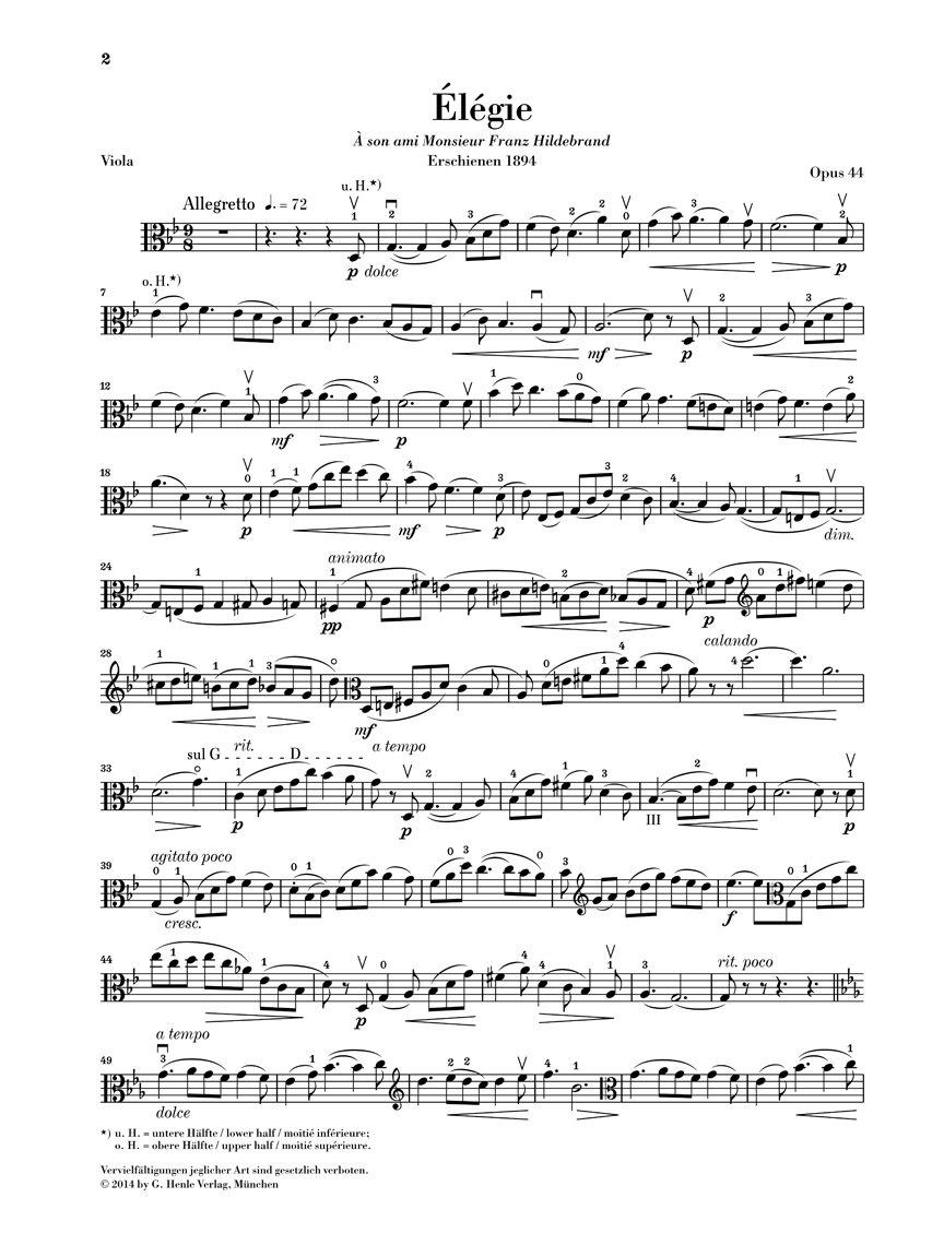 Anderes Coverbild Elegie Opus 44 für Viola und Klavier