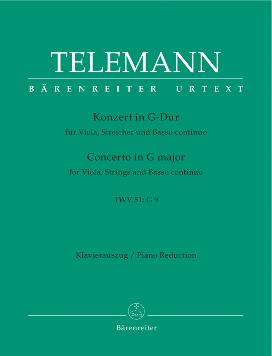 Vorderes Coverbild Konzert für Viola, Streicher und Basso continuo G-Dur TWV 51:G9