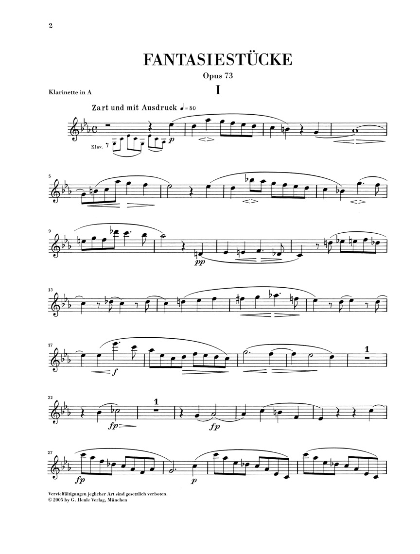Anderes Coverbild Fantasiestücke op. 73 für Klavier und Klarinette