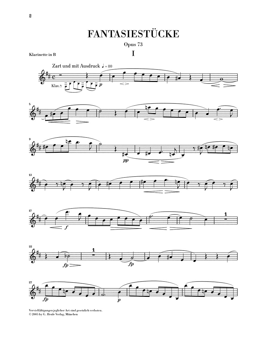 Anderes Coverbild Fantasiestücke op. 73 für Klavier und Klarinette