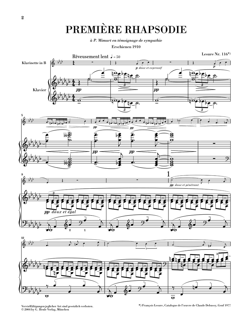 Anderes Coverbild Première Rhapsodie und Petite Pièce für Klarinette (B) und Klavier