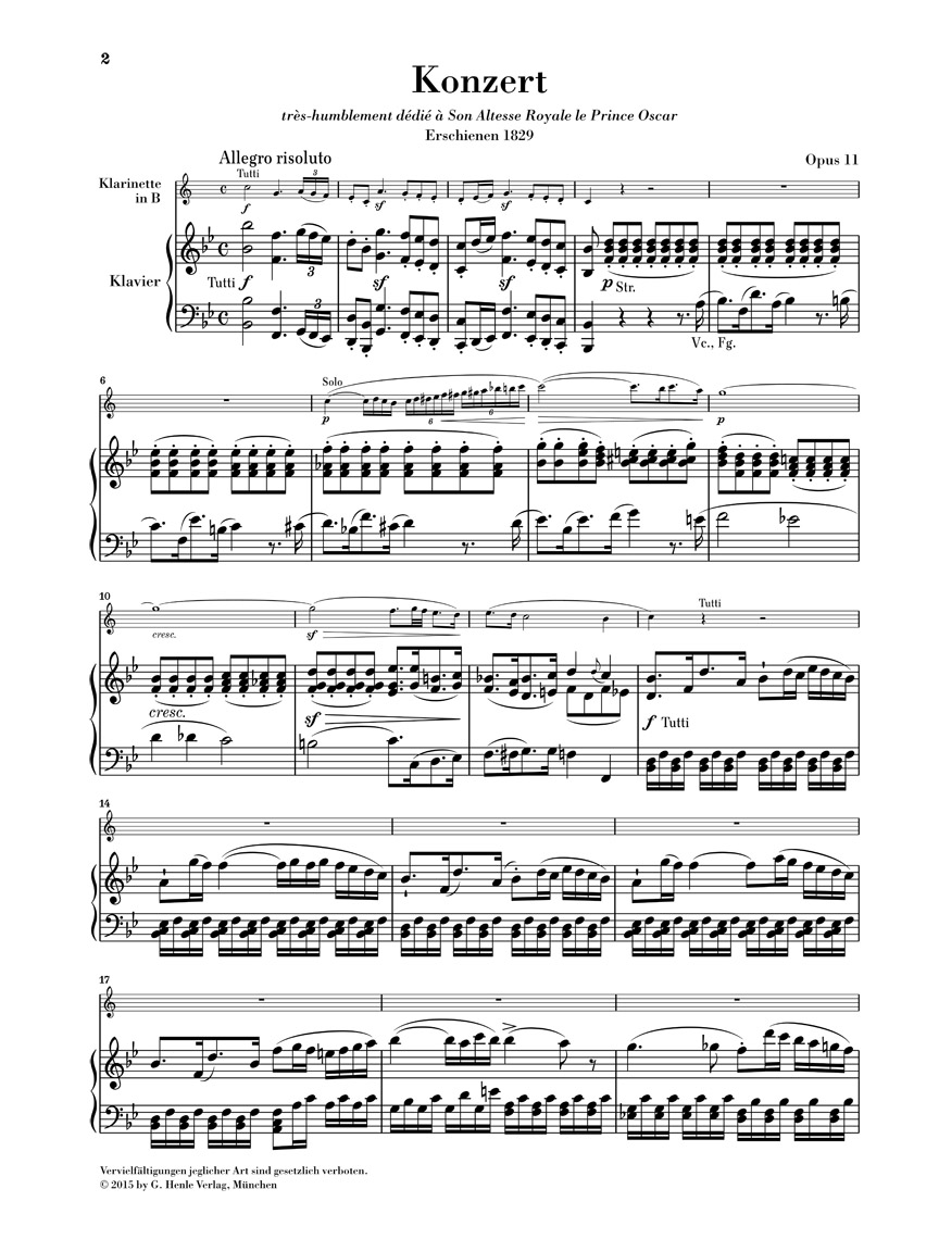 Anderes Coverbild Klarinettenkonzert B-dur op. 11