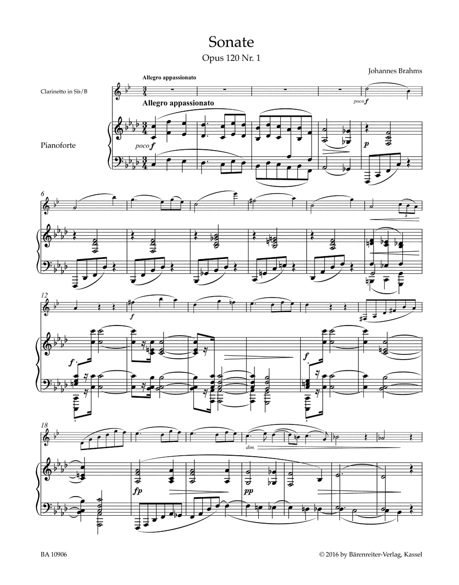 Vorderes Coverbild Sonaten in f-Moll und Es-Dur für Klarinette und Klavier op. 120