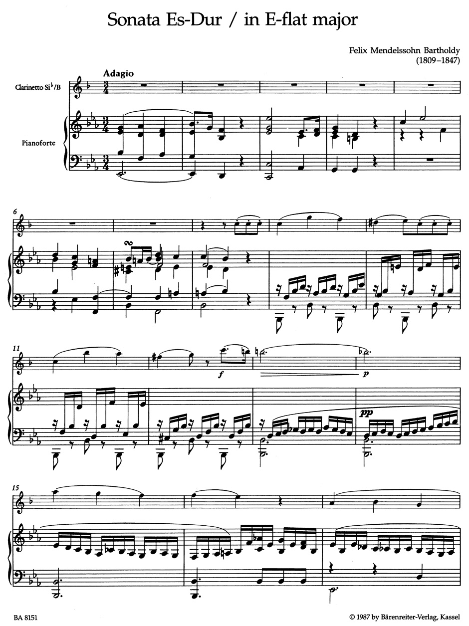 Anderes Coverbild Sonate für Klarinette und Klavier Es-Dur