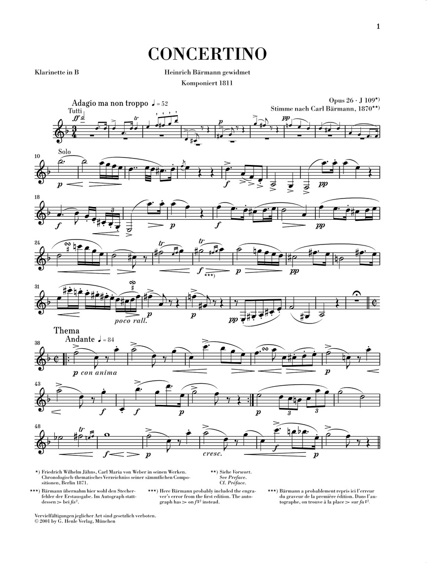 Anderes Coverbild Concertino op. 26 für Klarinette und Orchester
