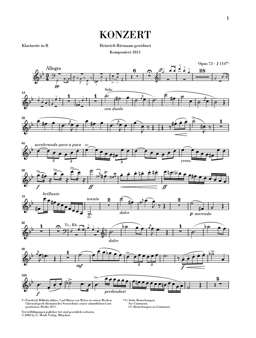 Anderes Coverbild Klarinettenkonzert Nr. 1 f-moll op. 73