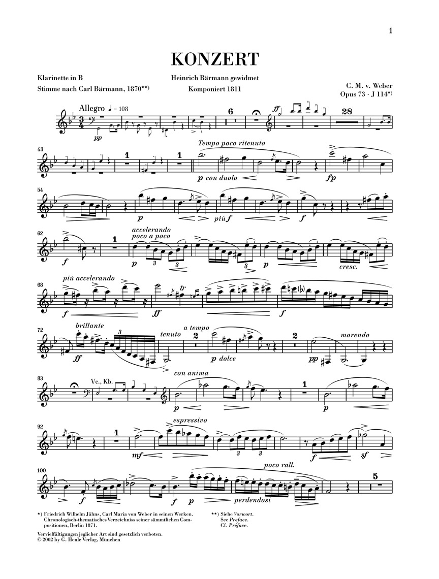 Anderes Coverbild Klarinettenkonzert Nr. 1 f-moll op. 73