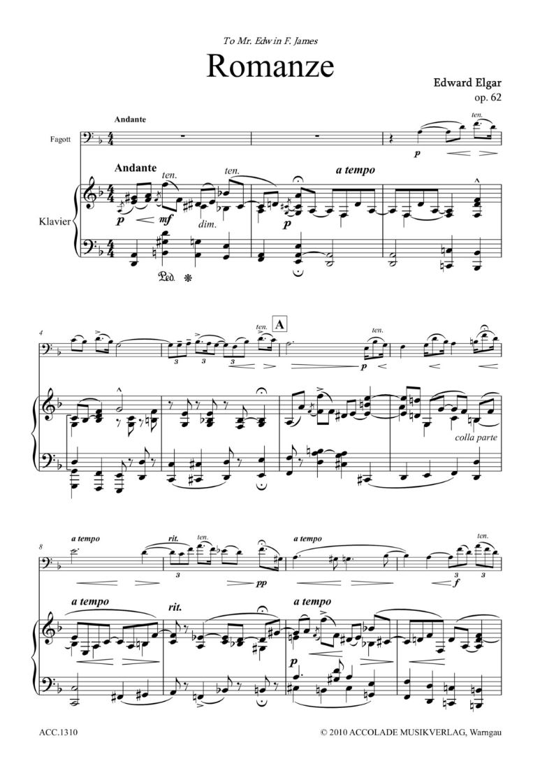 Anderes Coverbild Romanze für Fagott und Klavier d-Moll op. 62