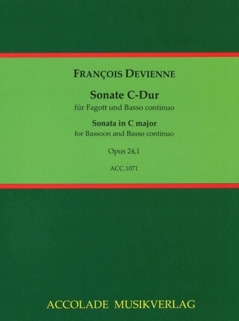 Vorderes Coverbild 6 Sonaten für Fagott und Basso Continuo Nr.1 C-Dur op. 24,1