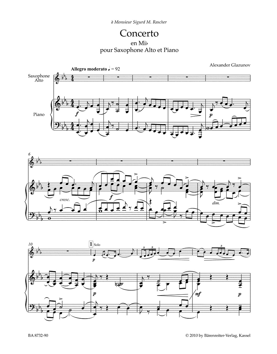 Anderes Coverbild Konzert für Alt-Saxophon und Streichorchester Es-Dur op. 109