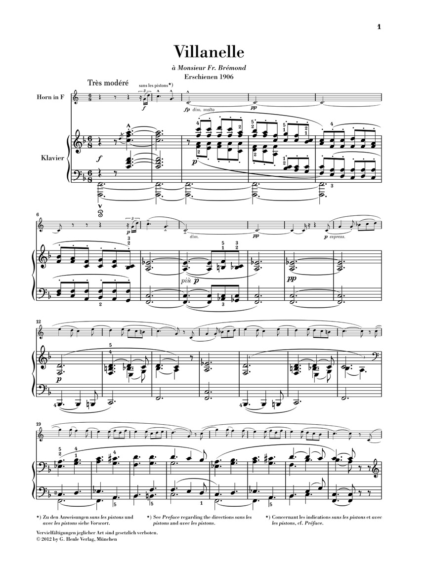 Anderes Coverbild Villanelle für Horn und Klavier