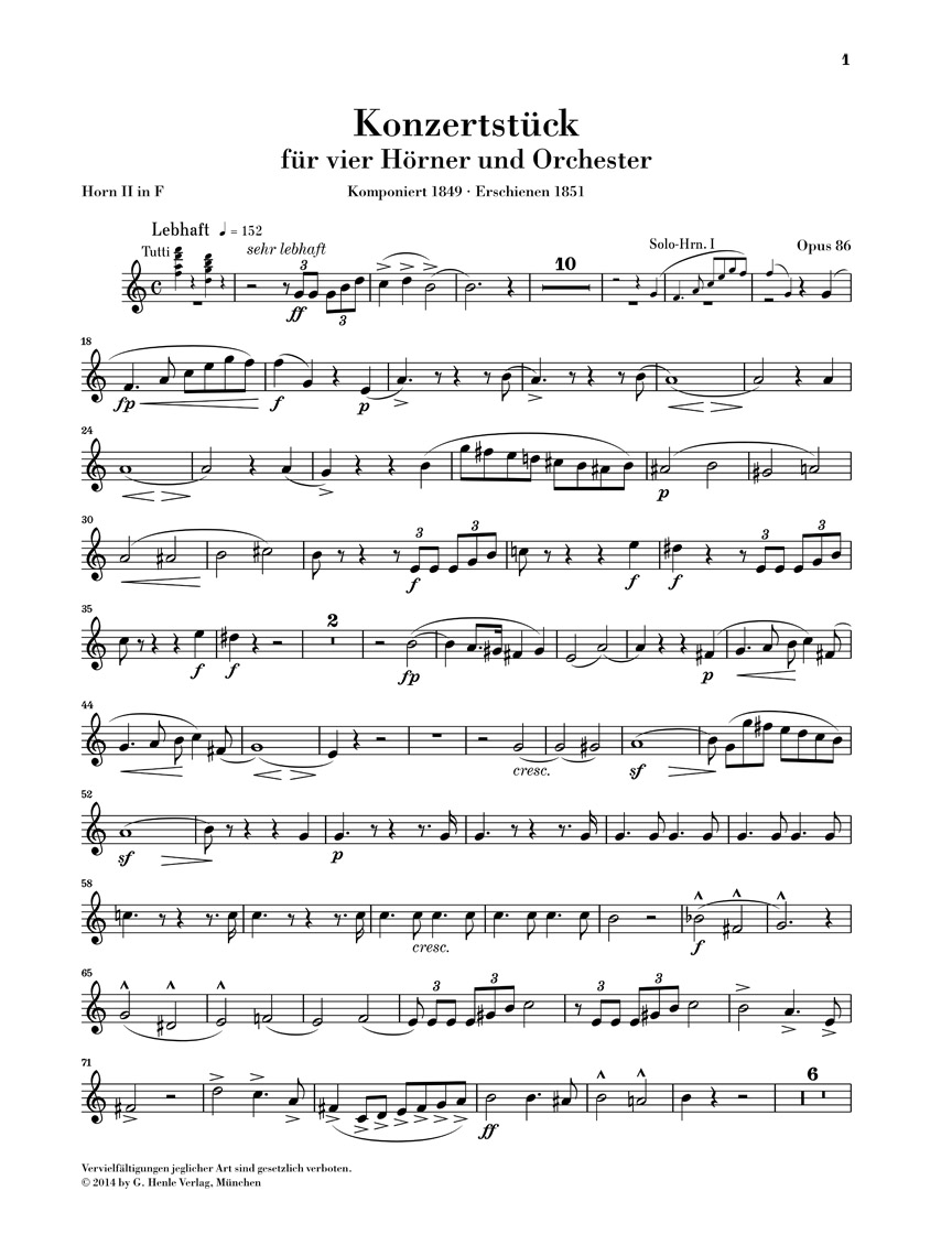 Anderes Coverbild Konzertstück für 4 Hörner und Klavier op. 86