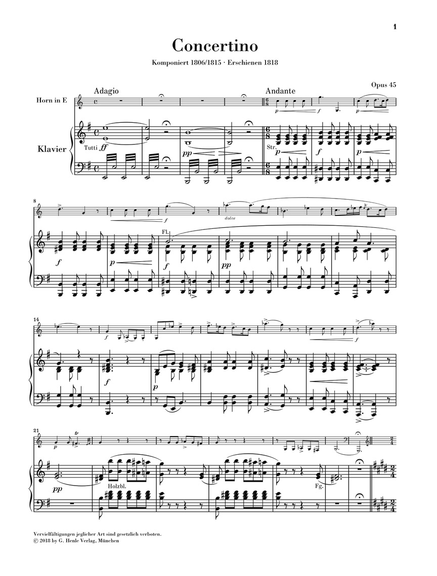 Anderes Coverbild Concertino op. 45 für Horn und Orchester