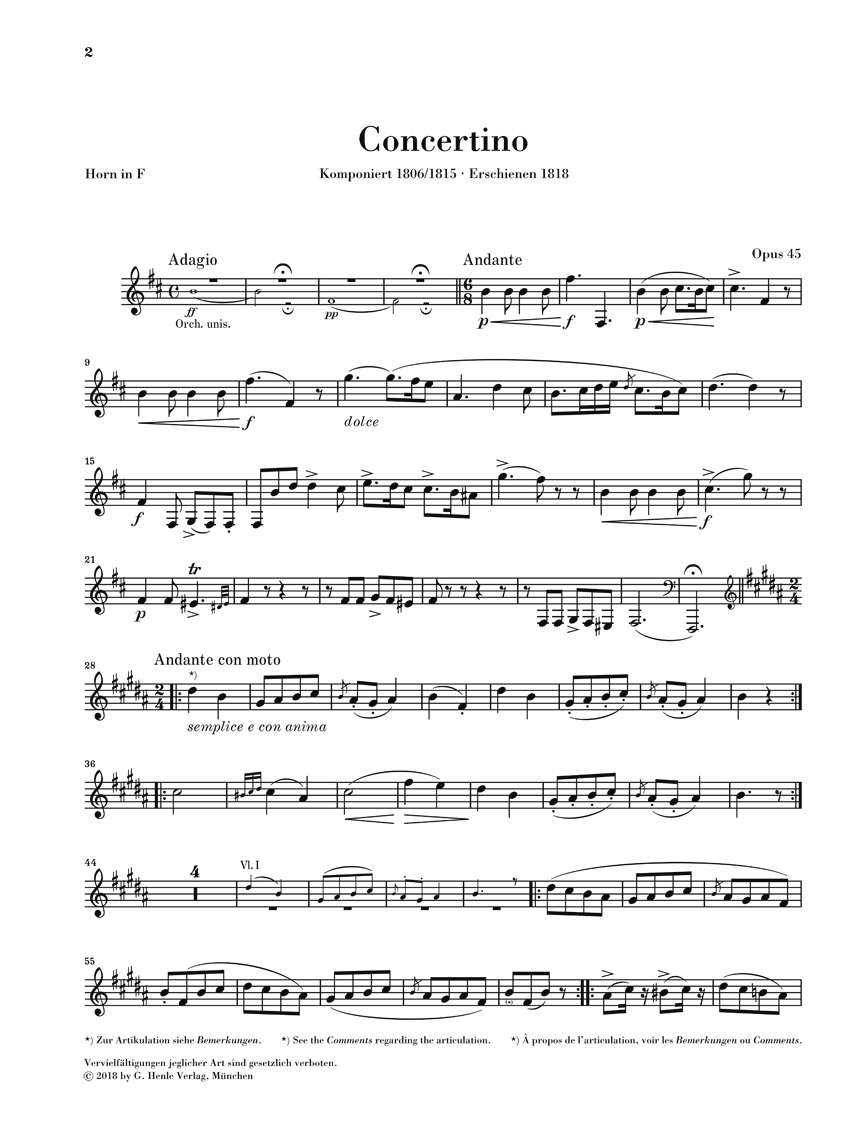 Anderes Coverbild Concertino op. 45 für Horn und Orchester