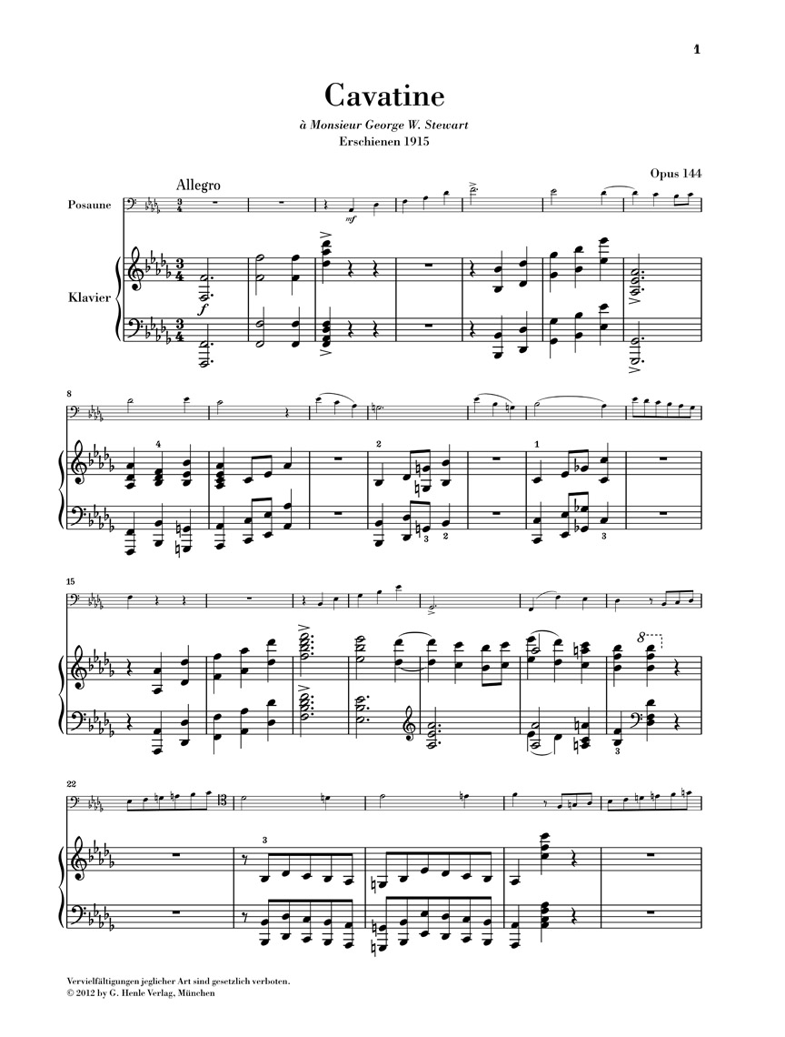 Anderes Coverbild Cavatine für Posaune und Klavier