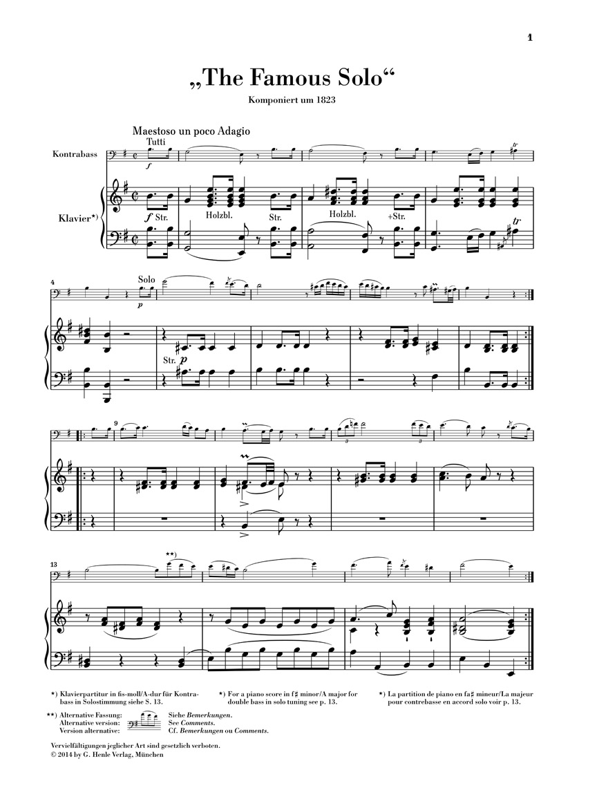Anderes Coverbild "The Famous Solo" für Kontrabass und Orchester