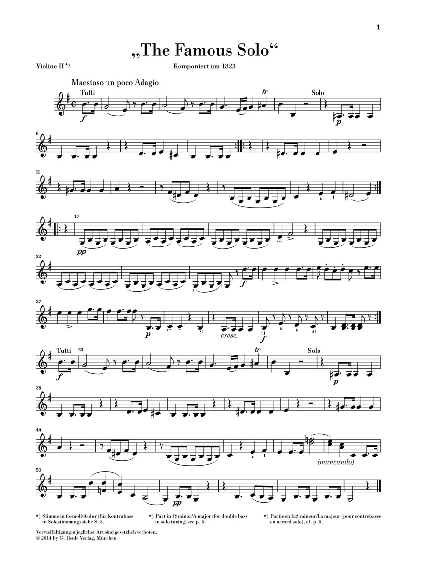 Anderes Coverbild "The Famous Solo" für Kontrabass und Orchester