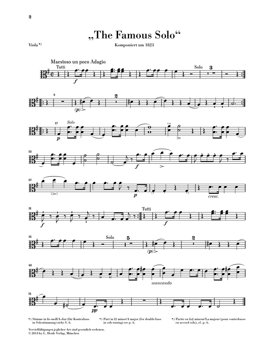 Anderes Coverbild "The Famous Solo" für Kontrabass und Orchester