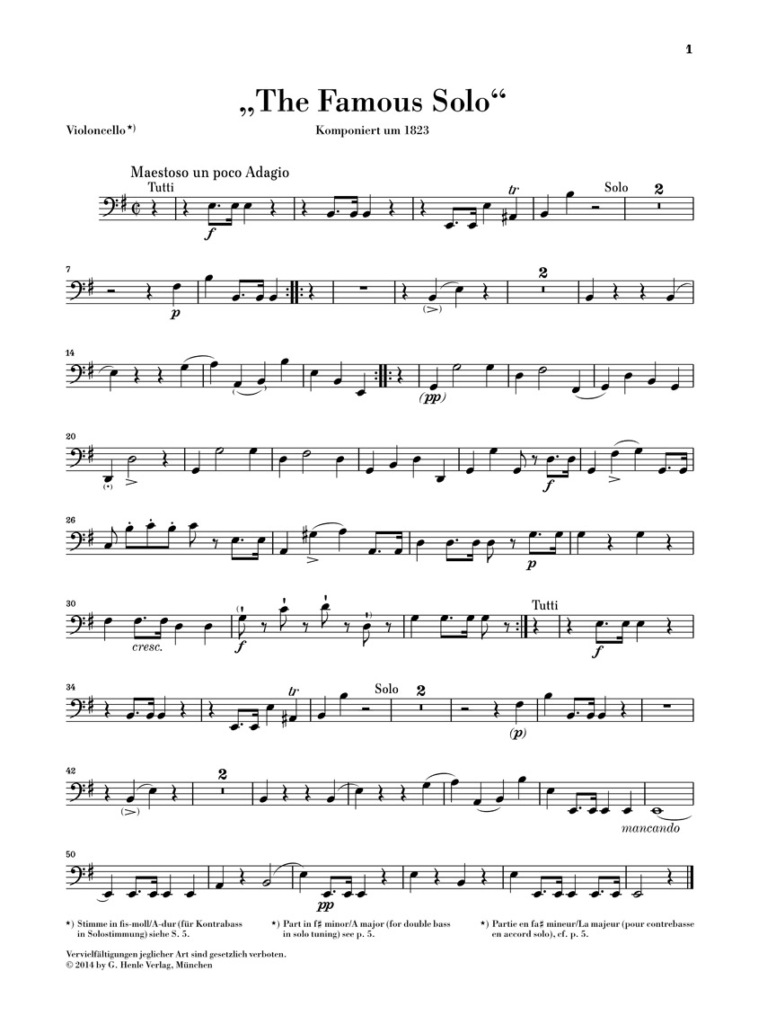 Anderes Coverbild "The Famous Solo" für Kontrabass und Orchester