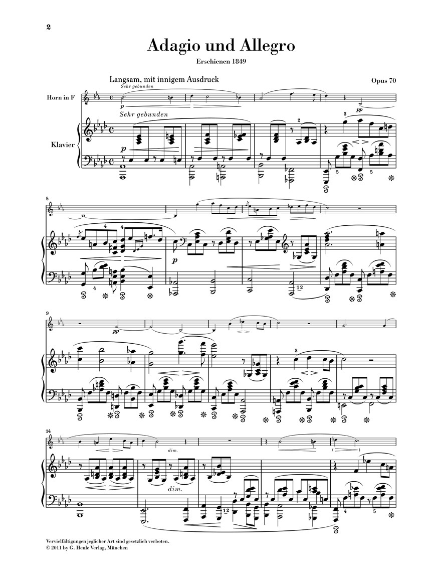 Anderes Coverbild Adagio und Allegro Opus 70 für Klavier und Horn