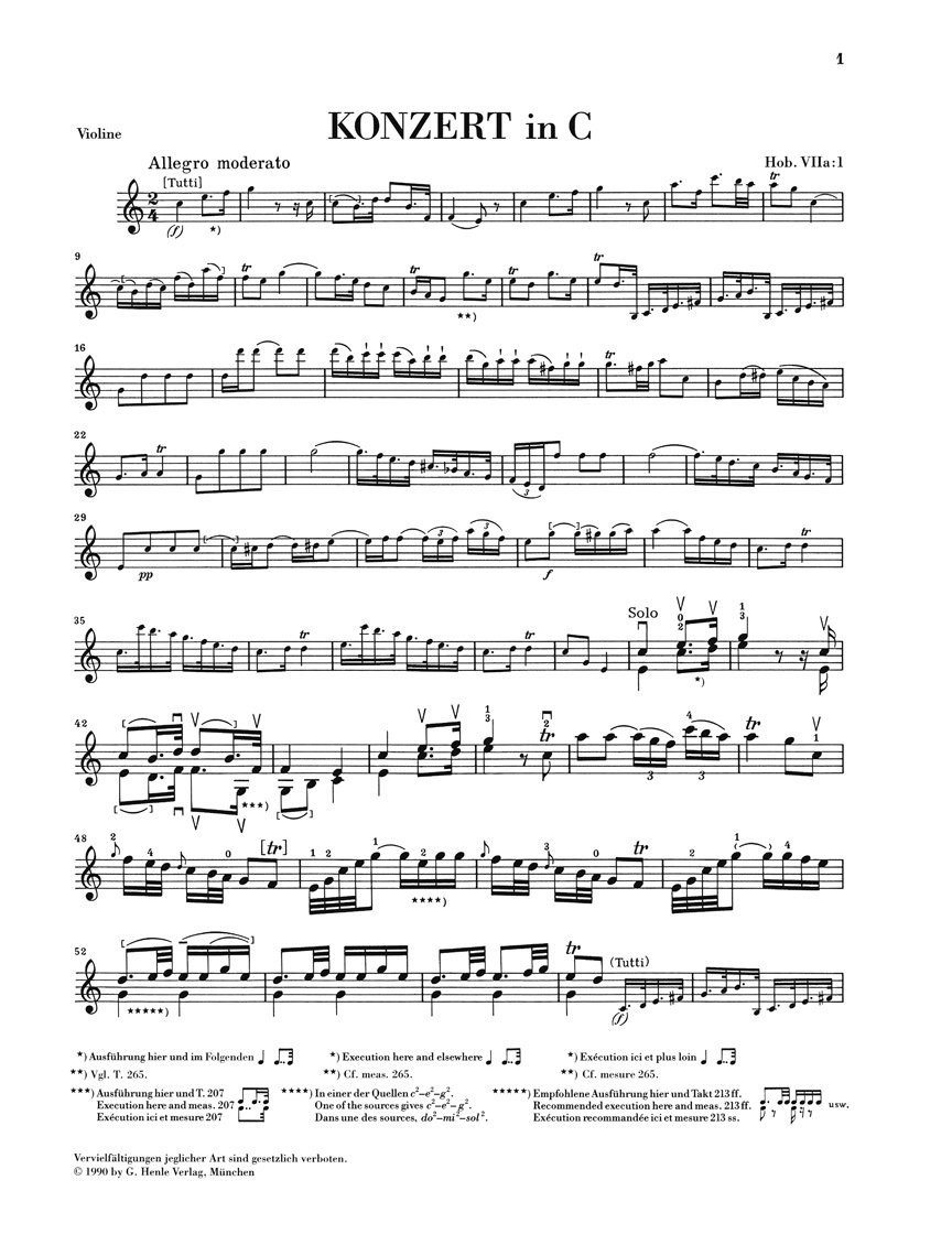 Anderes Coverbild Konzert für Violine und Orchester C-Dur Hob. VIIa:1
