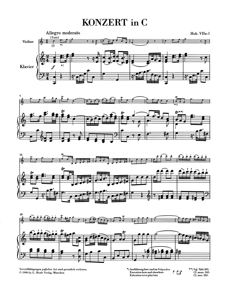 Anderes Coverbild Konzert für Violine und Orchester C-Dur Hob. VIIa:1