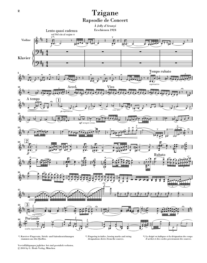 Anderes Coverbild Tzigane für Violine und Klavier
