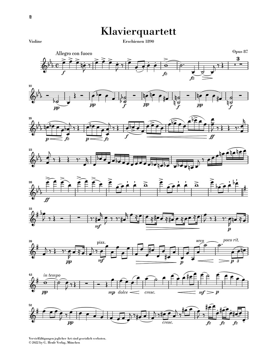 Anderes Coverbild Klavierquartett Es-dur op. 87
