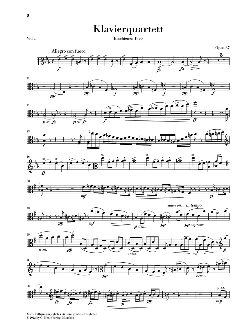 Anderes Coverbild Klavierquartett Es-dur op. 87