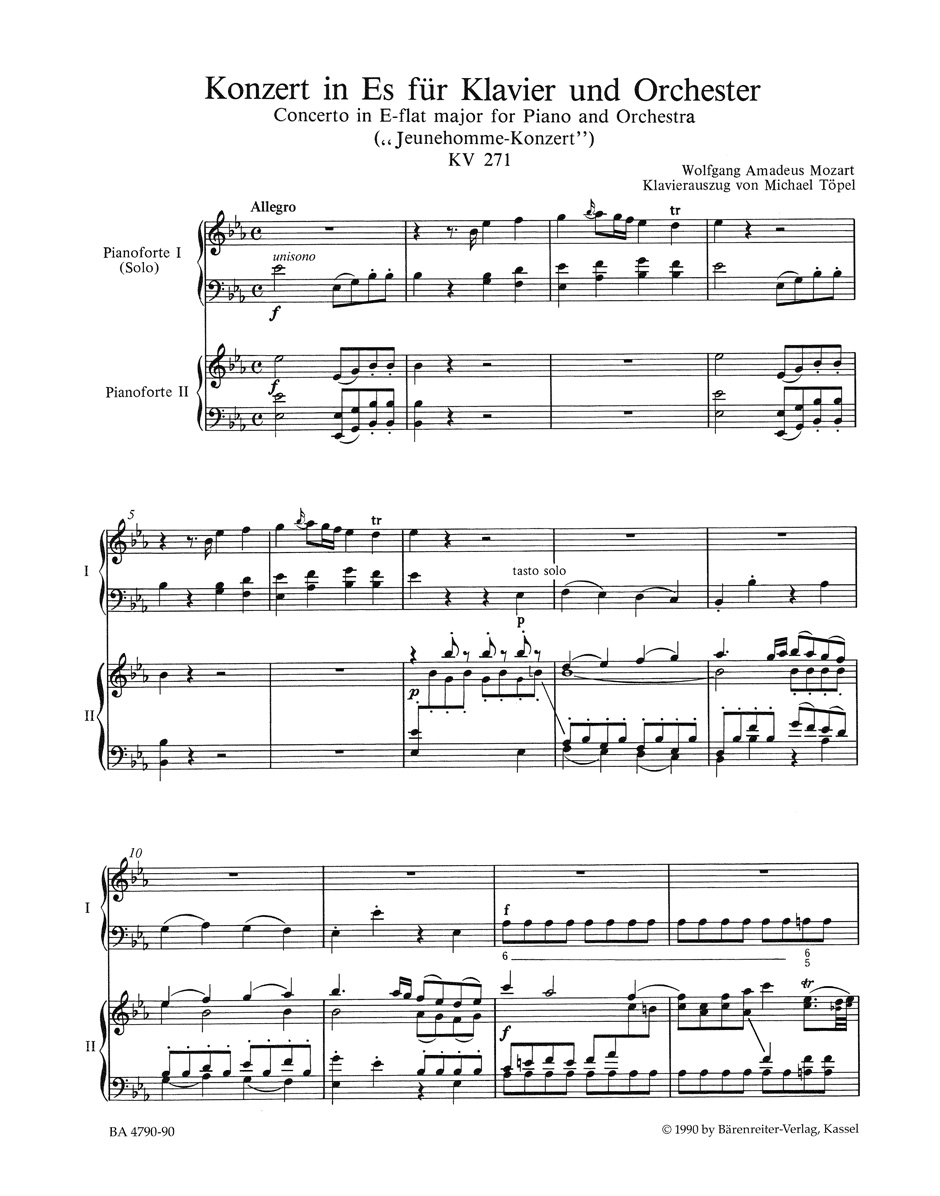Anderes Coverbild Konzert für Klavier und Orchester Nr. 9 Es-Dur KV 271 "Jeunehomme"