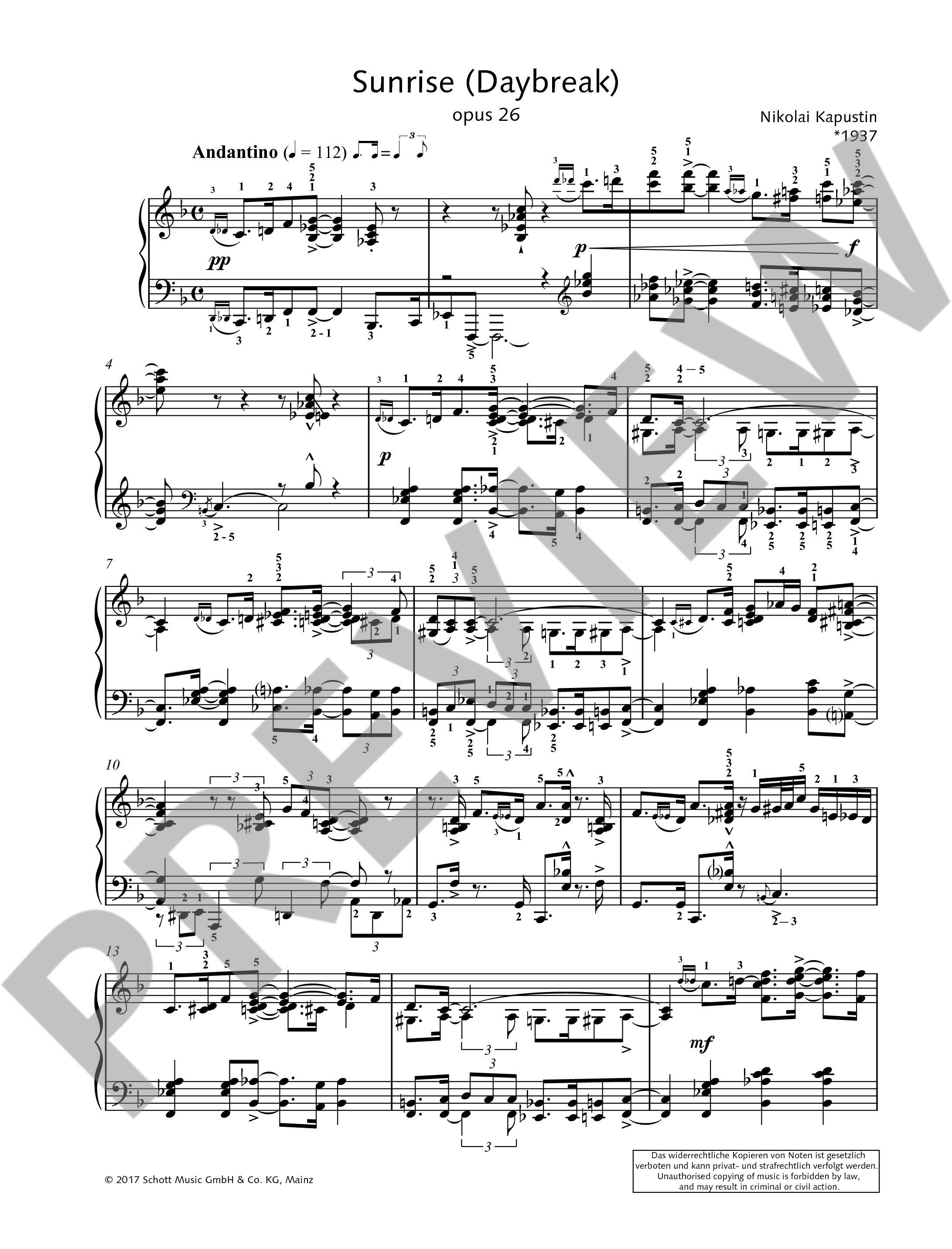 Anderes Coverbild Sunrise (Daybreak) op.26