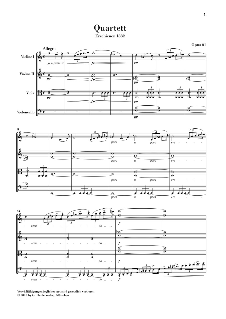 Anderes Coverbild Streichquartett C-dur op. 61