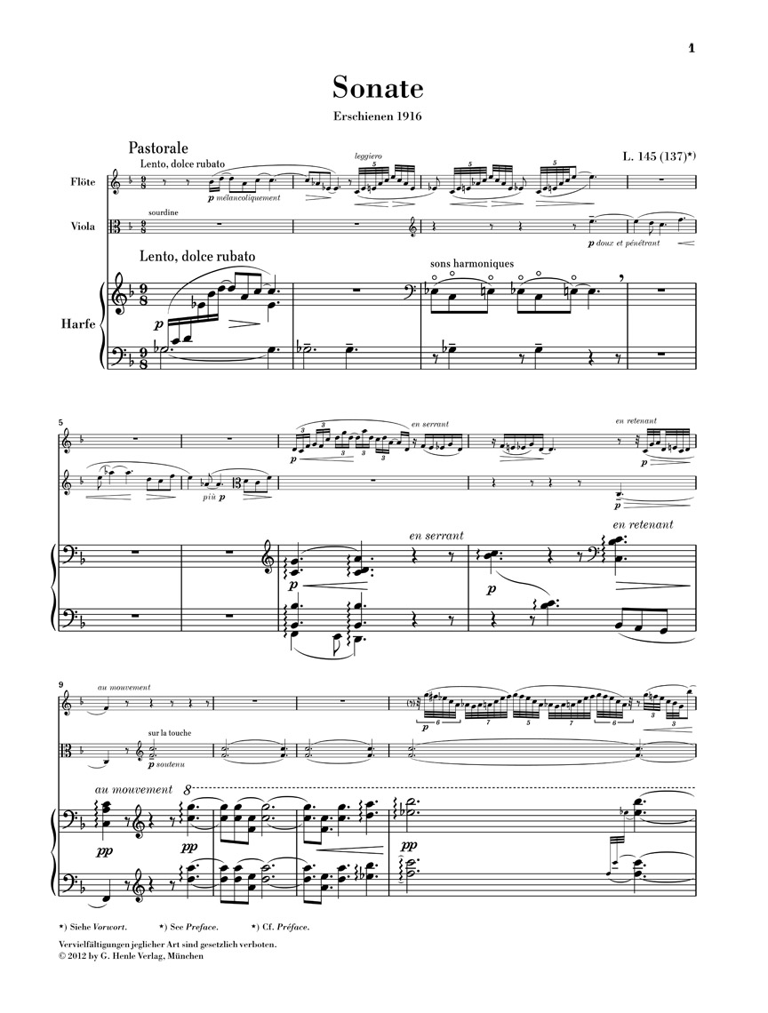 Anderes Coverbild Sonate für Flöte, Viola und Harfe