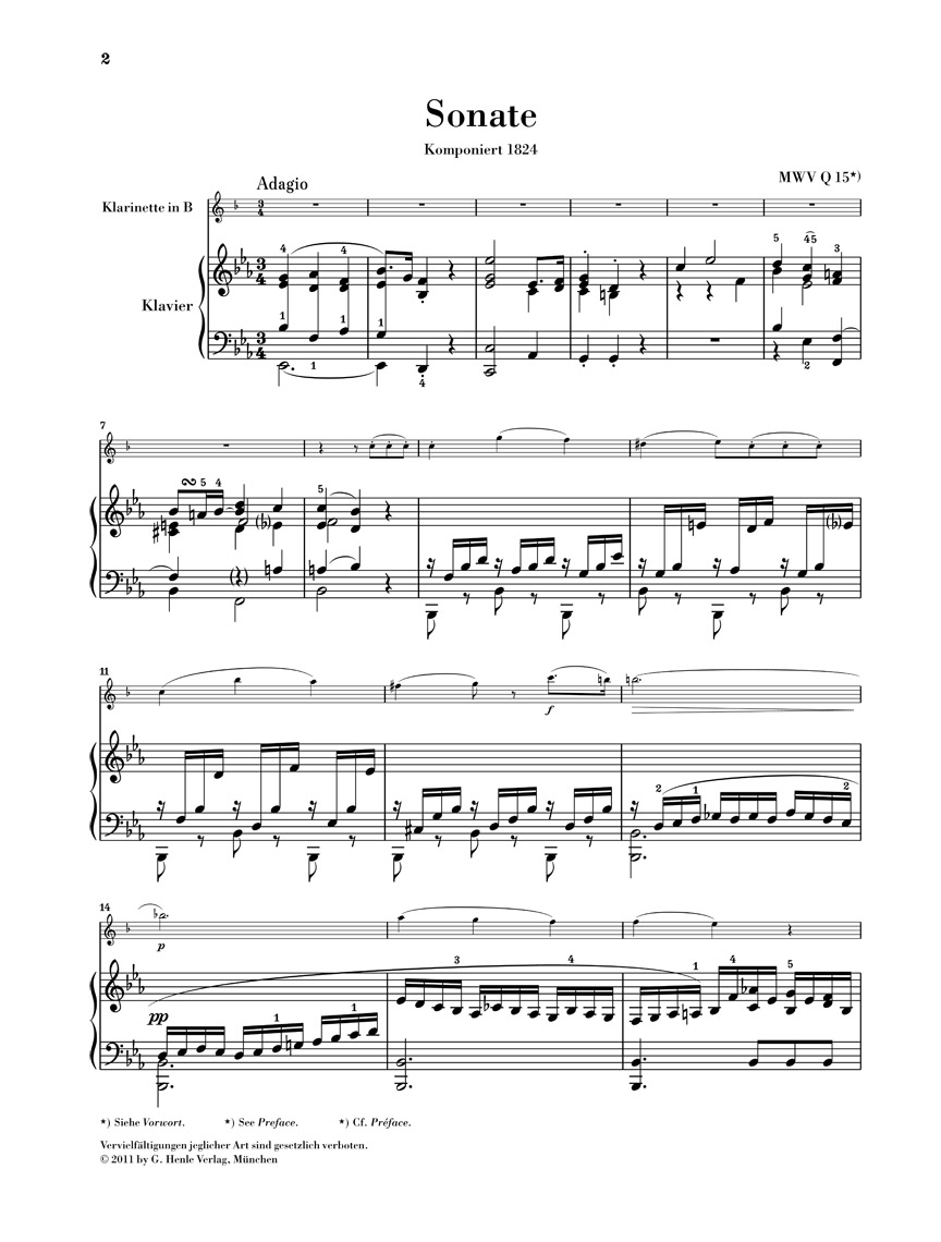 Anderes Coverbild Sonate Es-dur für Klarinette und Klavier