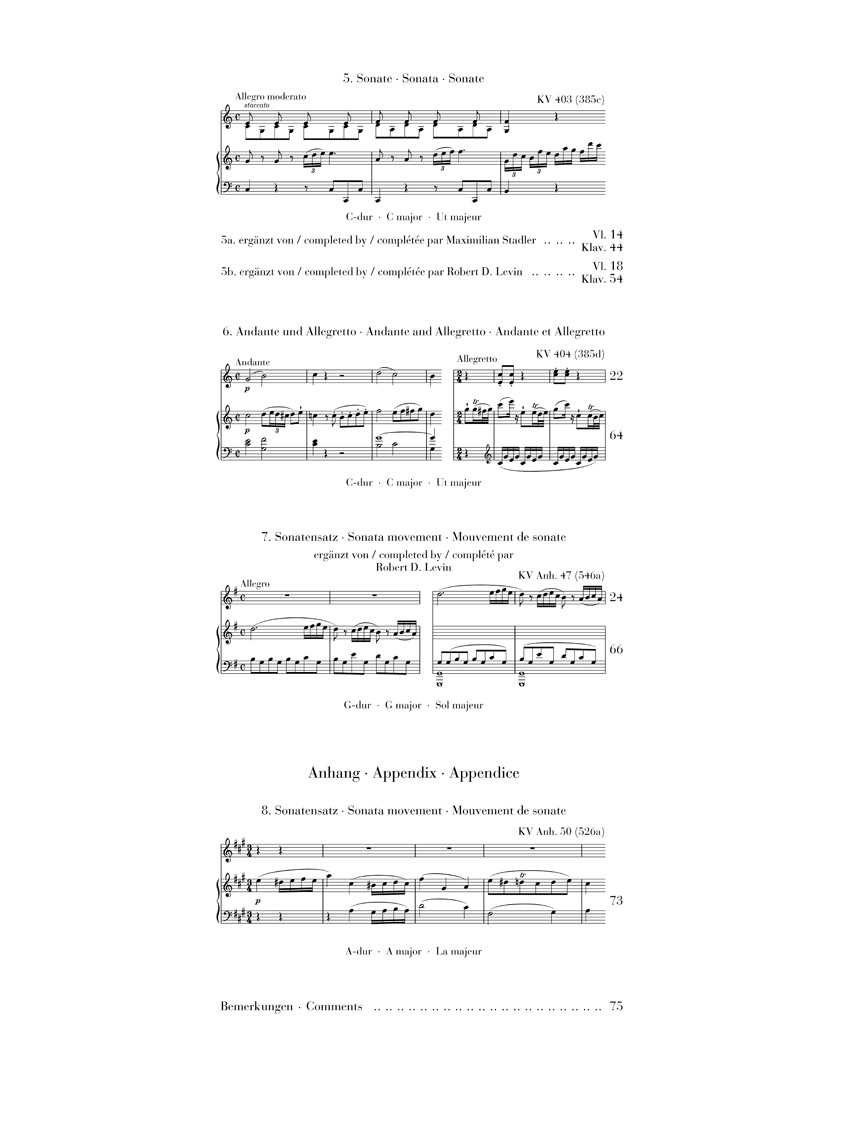 Anderes Coverbild Sonaten für Klavier und Violine, Fragmente