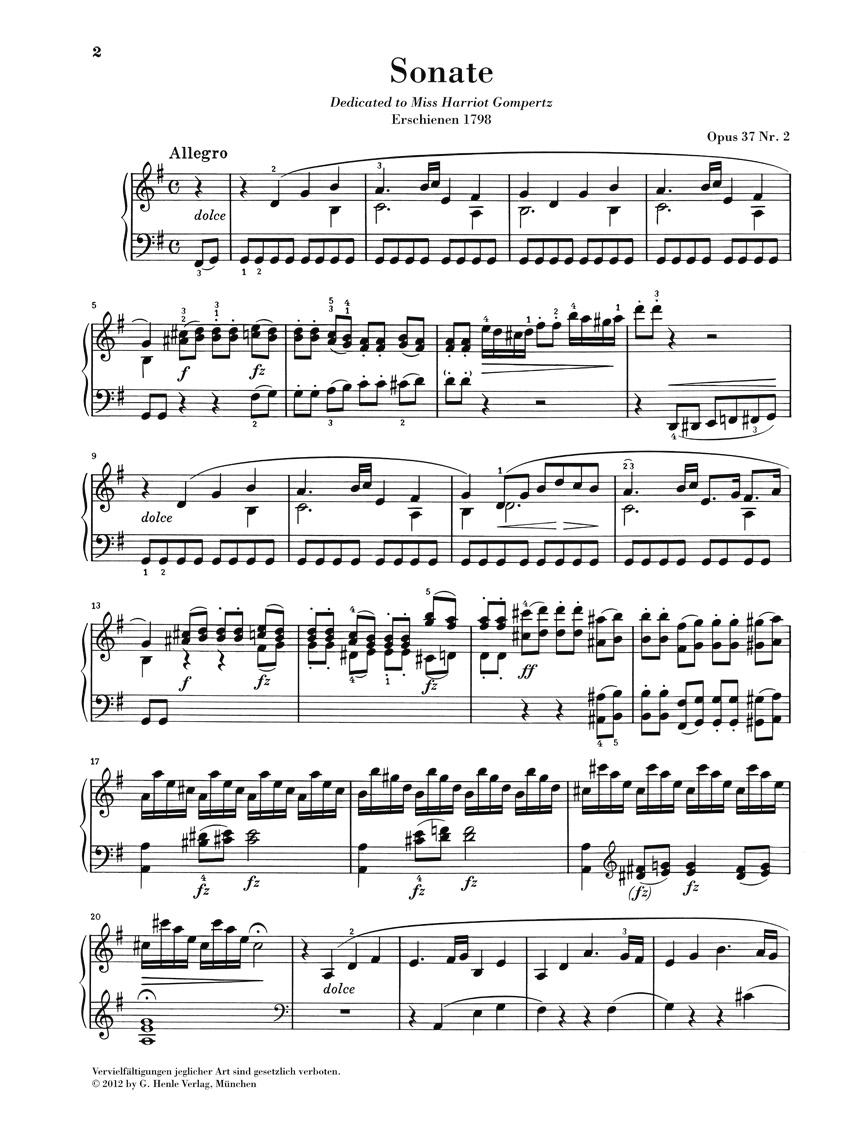 Anderes Coverbild Klaviersonate G-dur op. 37 Nr. 2