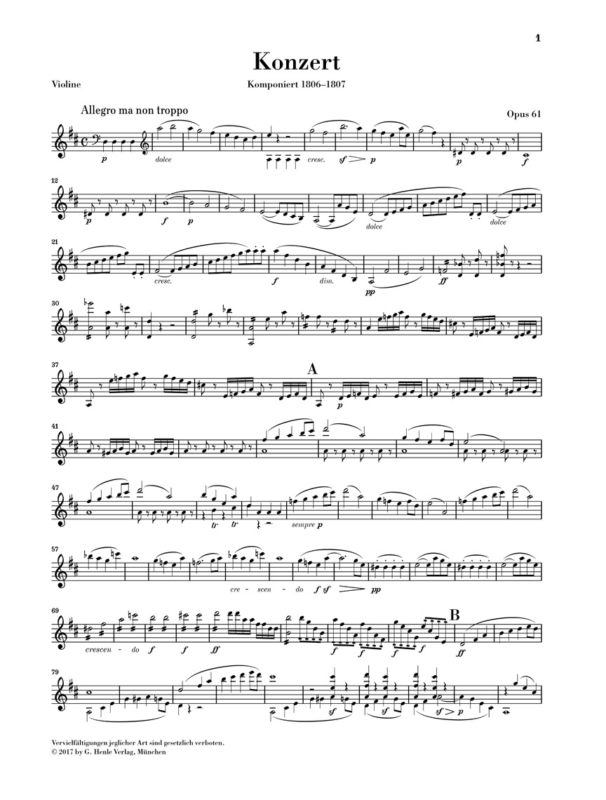 Anderes Coverbild Violinkonzert D-dur op. 61