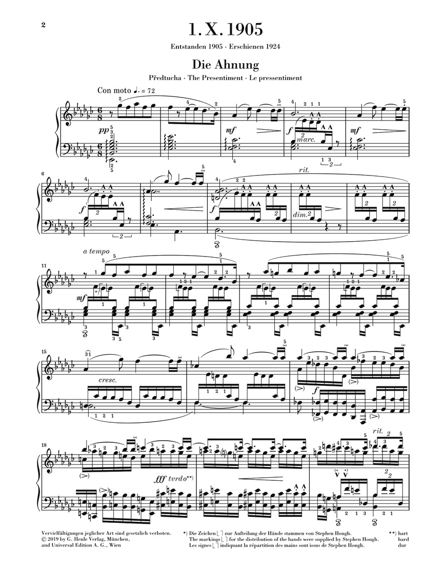 Anderes Coverbild 1. X. 1905 (Klaviersonate)