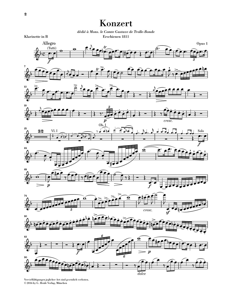 Anderes Coverbild Klarinettenkonzert Es-dur op. 1